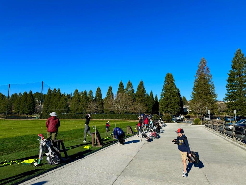 Driving range with players
